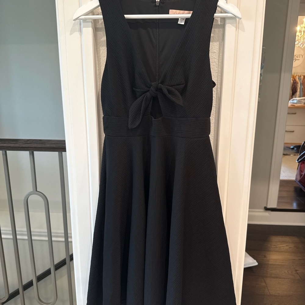 Anthropologie Hutch Black Textured Fit & Flare Dress Small - Picture 2 of 6